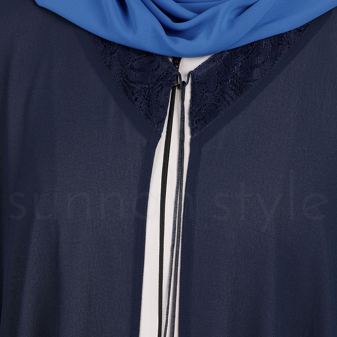 Sunnah Style Shadow Chiffon Robe Navy Blue